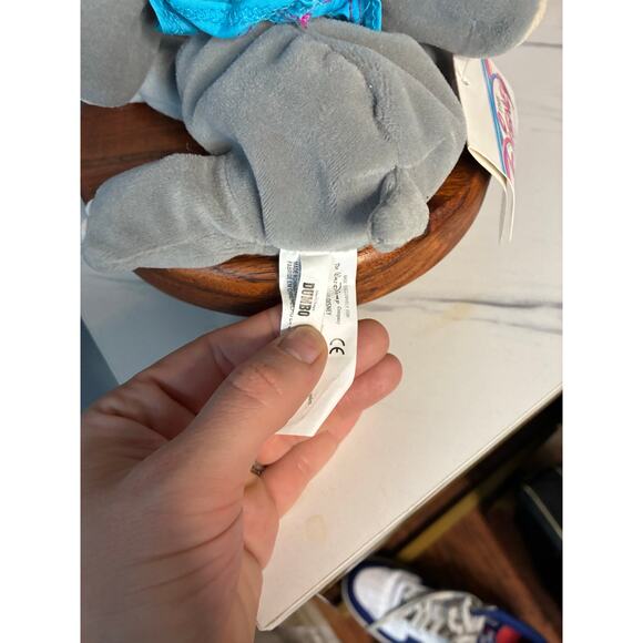 Vintage Disney Store Mini Bean Bag Dumbo 8” Plush Tagged 90s Era Circus Costume - Picture 6 of 11